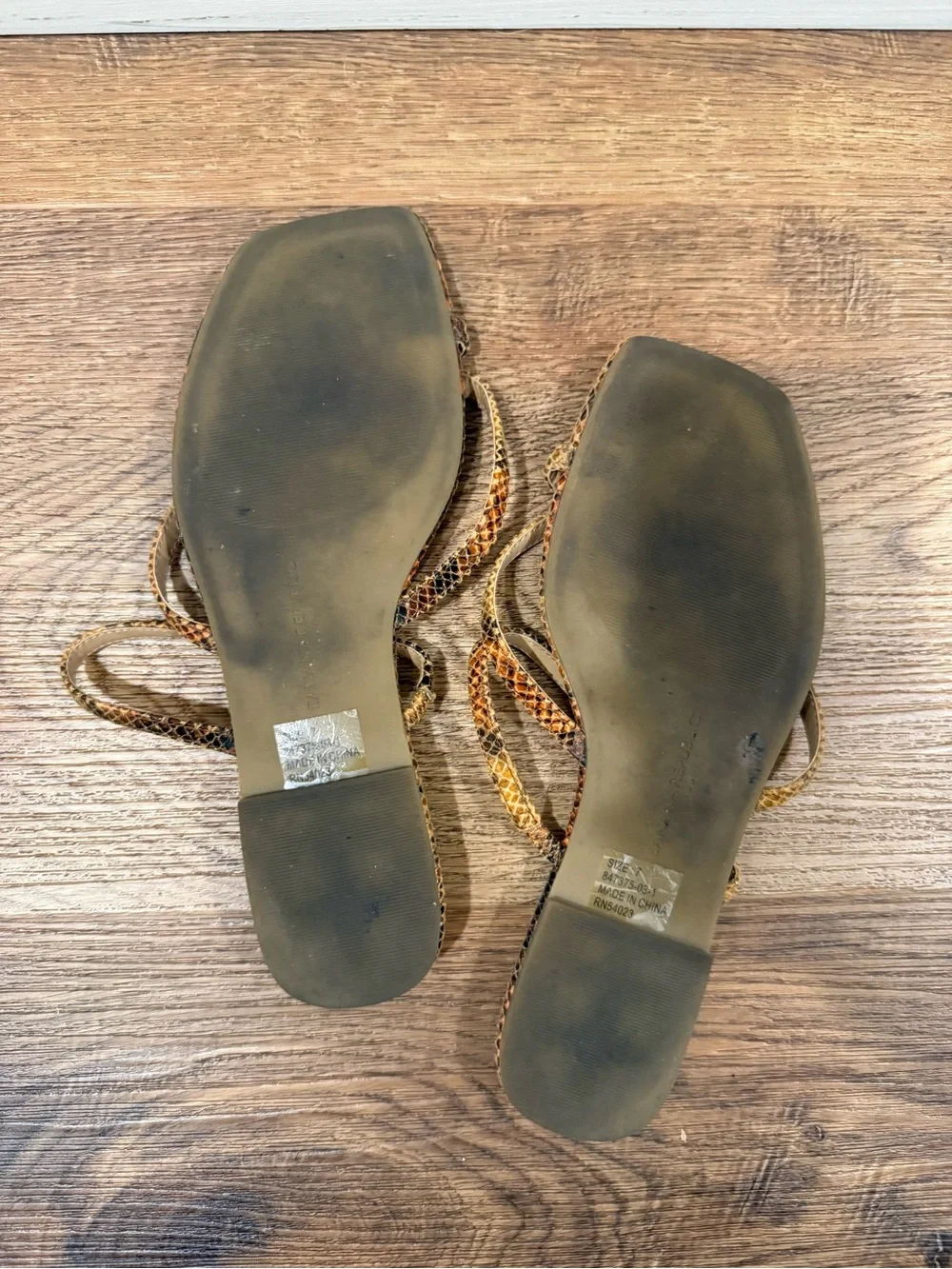 Banana Republic Brown Snake-Print Strappy Slide Sandals